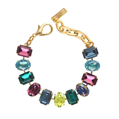 TOVA BRACELET ANJALI: multi color Swarovski crystals, in antique gold plated setting