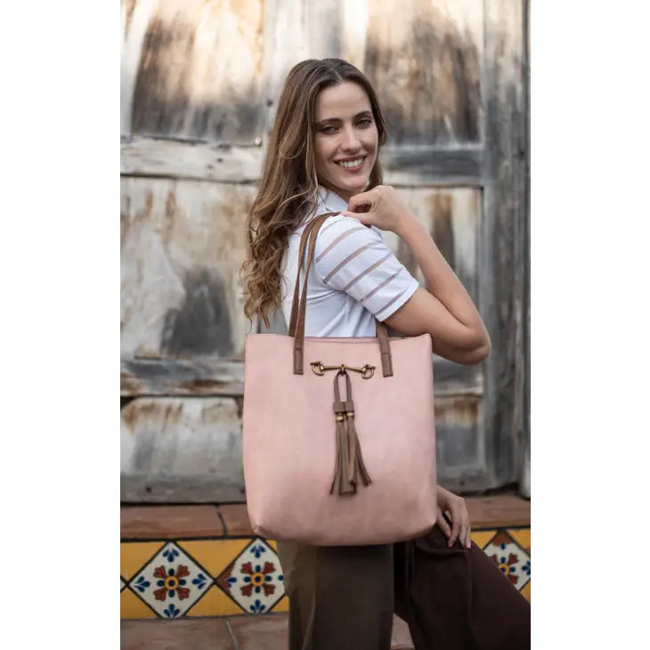 LIZ SOTO JANE HORSE BIT TOTE ROSE 56438