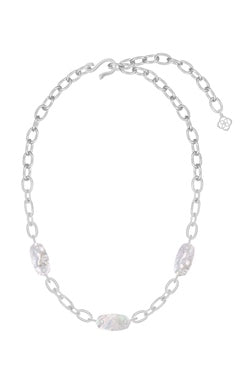 KENDRA SCOTT NECKLACE ASHLYN MIXED CHAIN RHODIUM IVORY OTHER OF PEARL