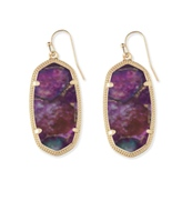 KENDRA SCOTT EARRINGS ELLE GOLD BRONZE VEINED PURPLE TURQUOISE