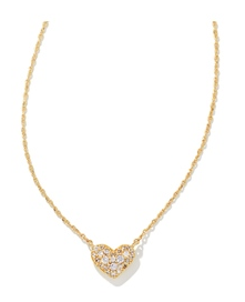 KENDRA SCOTT NECKLACE ARI PAVE CRYSTAL HEART GOLD METAL WHITE CZ