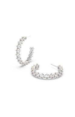 KENDRA SCOTT EARRINGS CAILIN CRYSTAL HOOPS RHODIUM METAL WHITE CZ