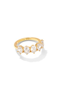 KENDRA SCOTT RING CAILIN CRYSTAL BAND RING GOLD METAL WHITE CZ SIZE 8