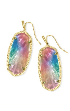 KENDRA SCOTT EARRINGS ELLE DROP GOLD YELLOW WATERCOLORS ILLUSION