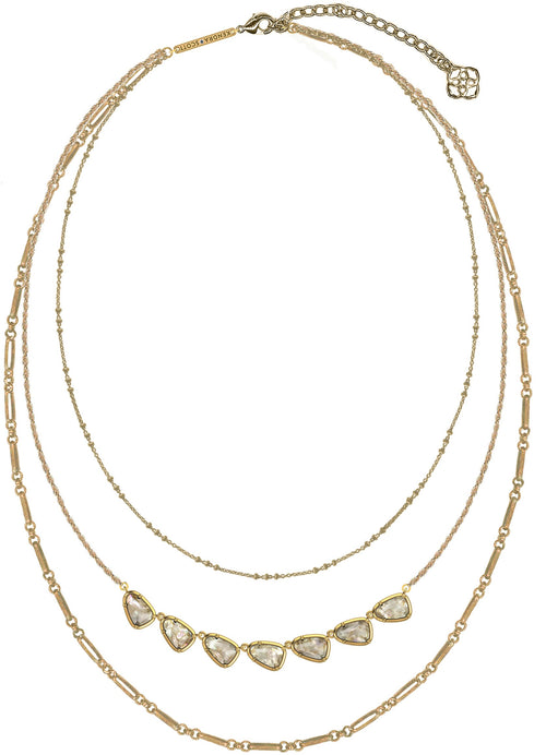 KENDRA SCOTT NECKLACE SUSANNA TRIPLE STRAND VIN GOLD WHITE ABALONE