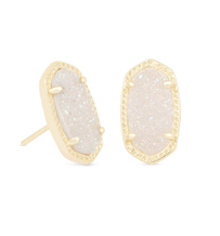 KENDRA SCOTT EARRINGS ELLIE GOLD IRIDESCENT DRUSY