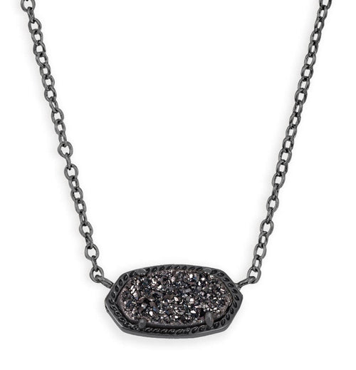 KENDRA SCOTT NECKLACE ELISA GUNMETAL BLACK DRUSY