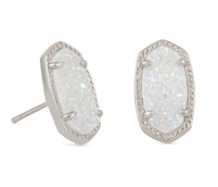 KENDRA SCOTT EARRINGS ELLIE RHODIUM IRIDESCENT DRUSY