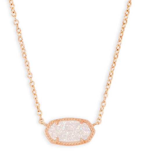 KENDRA SCOTT NECKLACE ELISA ROSEGOLD DRUSY IRIDESCENT