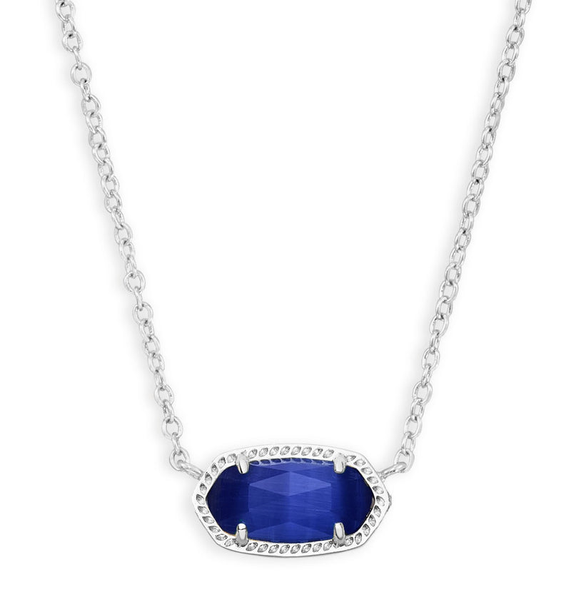 KENDRA SCOTT NECKLACE ELISA RHODIUM COBALT CAT'S EYE