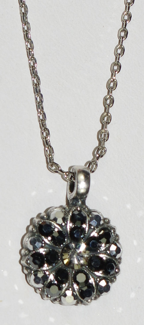 MARIANA ANGEL PENDANT BLACK DIAMOND: silver black stones in rhodium silver setting, 18" adjustable chain