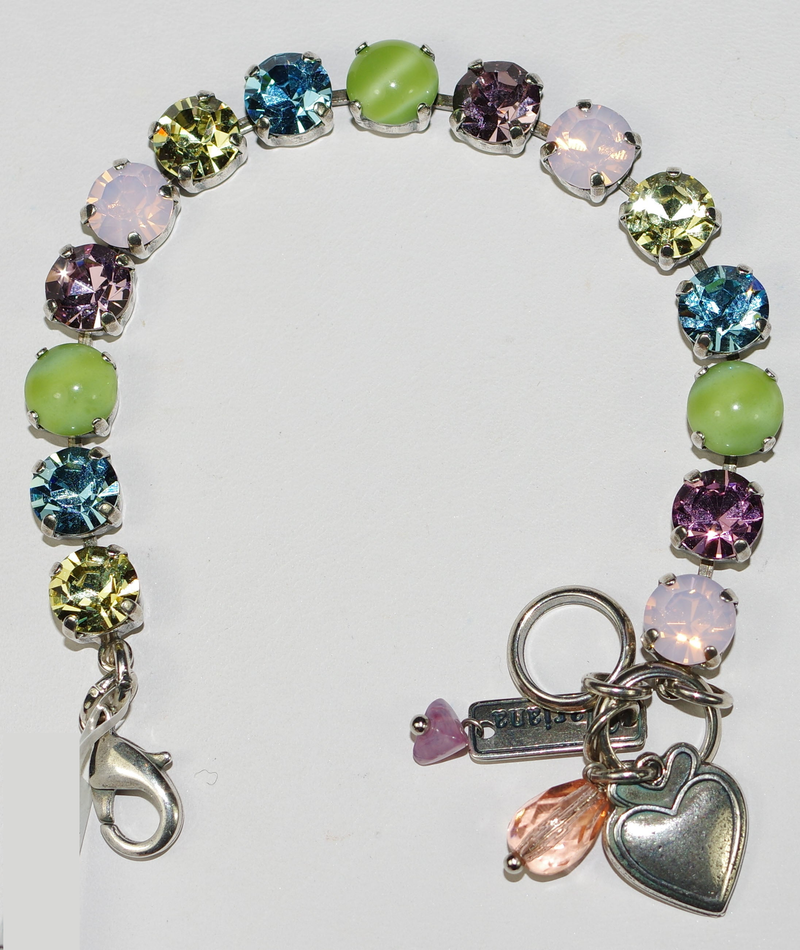 MARIANA BRACELET BETTE YELLOW/GREEN: yellow, green, pink, blue 3/8" stones in silver setting