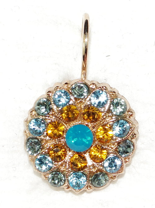 MARIANA EARRINGS JASMINE GUARDIAN: blue, amber stones in rose gold setting, lever backs