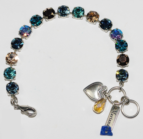 MARIANA BRACELET BETTE BLUE SUEDE SHOES: blue, amber, gold stones in silver rhodium setting