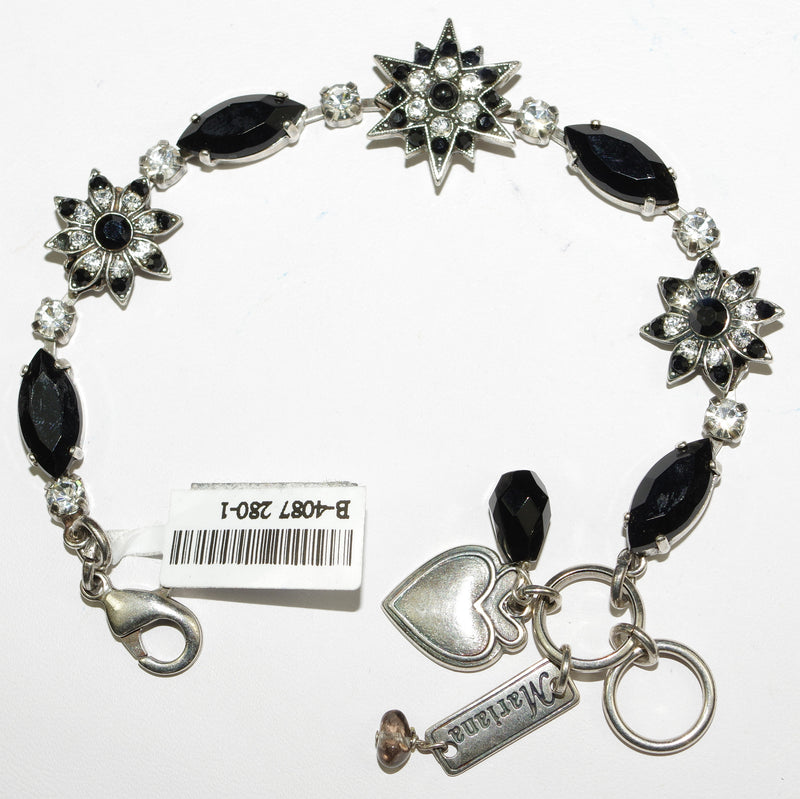 MARIANA BRACELET CHECKMATE: black, clear stones in silver setting