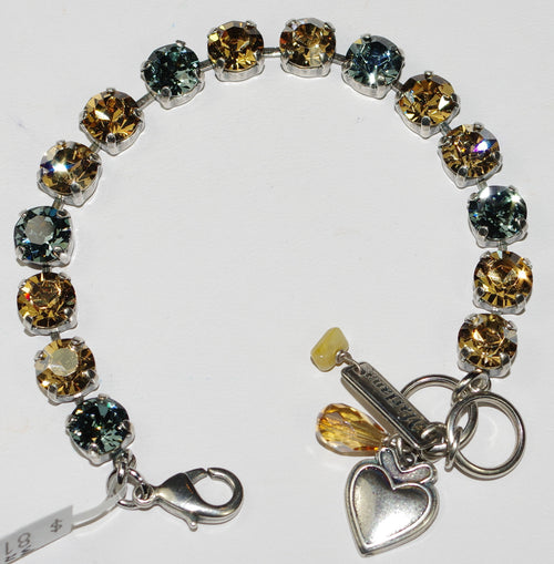 MARIANA BRACELET BETTE MOON DROPS: amber, blue 3/8" stones in silver rhodium setting