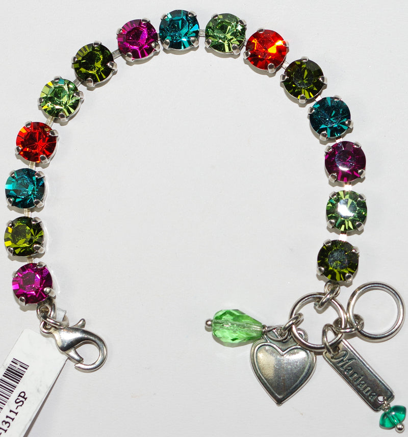 MARIANA BRACELET BETTE TIGER LILLY: pink, green, blue, orange 3/8" stones in silver rhodium setting