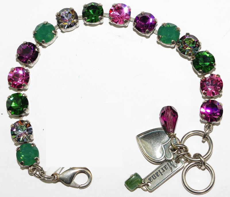 MARIANA BRACELET BETTE LUCK: pink, green, lavender stones in silver rhodium setting