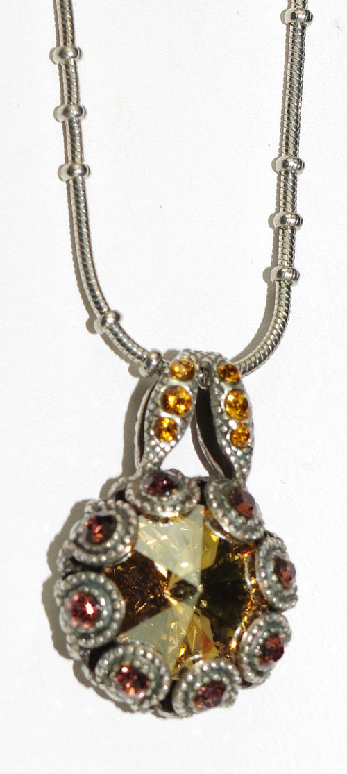 MARIANA PENDANT DREAM: amber, brown stones in silver setting, 18" adjustable chain