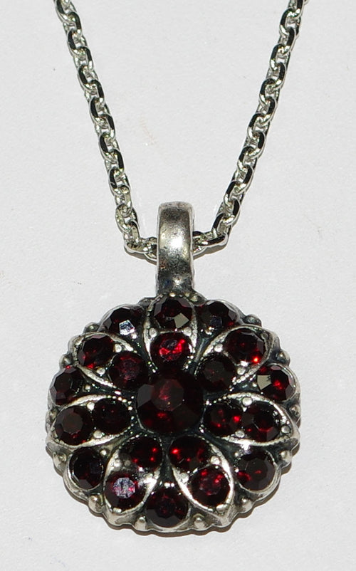 MARIANA ANGEL PENDANT GARNET JANUARY BIRTHDAY:  dark red stones in silver rhodium setting, 18" adjustable chain