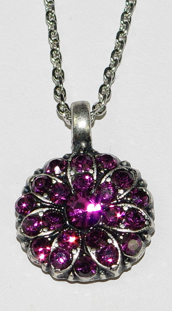 MARIANA ANGEL PENDANT AMETHYST FEBRUARY BIRTHDAY: pinkish/purple stones in silver rhodium setting, 18" adjustable chain