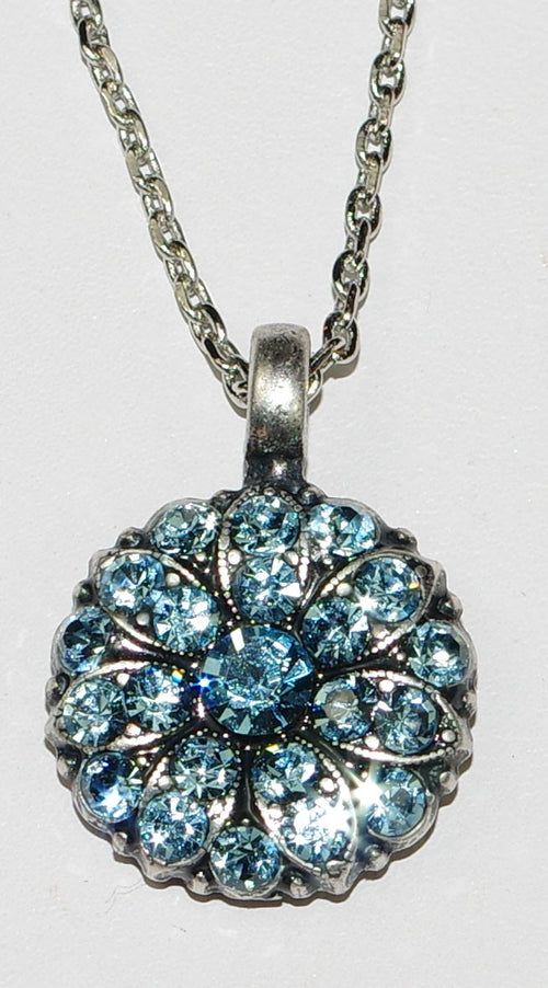 MARIANA ANGEL PENDANT AQUAMARINE MARCH BIRTHDAY:  light blue stones in silver rhodium setting, 18" adjustable chain