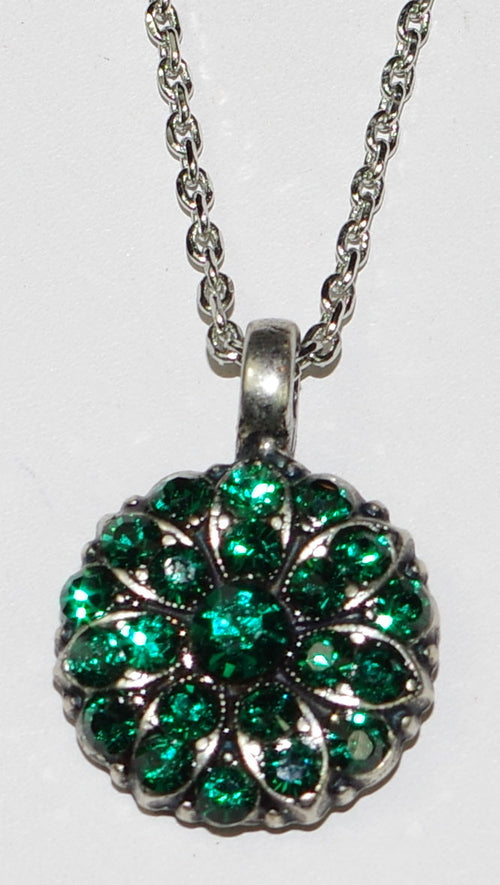 MARIANA ANGEL PENDANT EMERALD MAY BIRTHDAY: green stones in silver rhodium setting, 18" adjustable chain