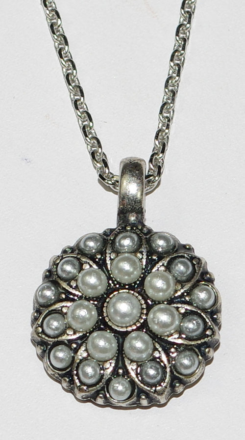 MARIANA ANGEL PENDANT PEARL JUNE BIRTHDAY: white, grey pearl stones in silver rhodium setting, 18" adjustable chain