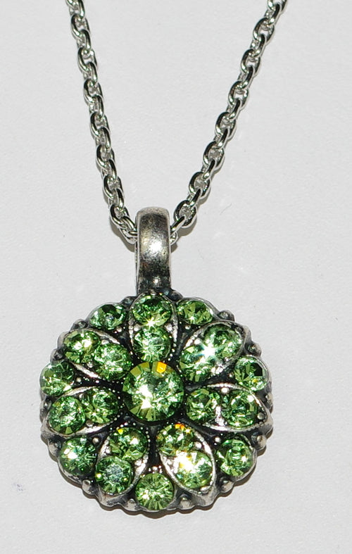 MARIANA ANGEL PENDANT PERIDOT AUGUST BIRTHDAY: light green stones in silver rhodium setting, 18" adjustable chain