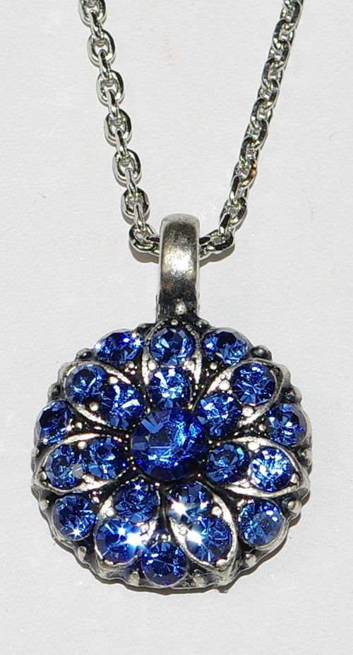 MARIANA ANGEL PENDANT SAPPHIRE SEPTEMBER BIRTHDAY: blue stones in silver setting, 18" adjustable chain