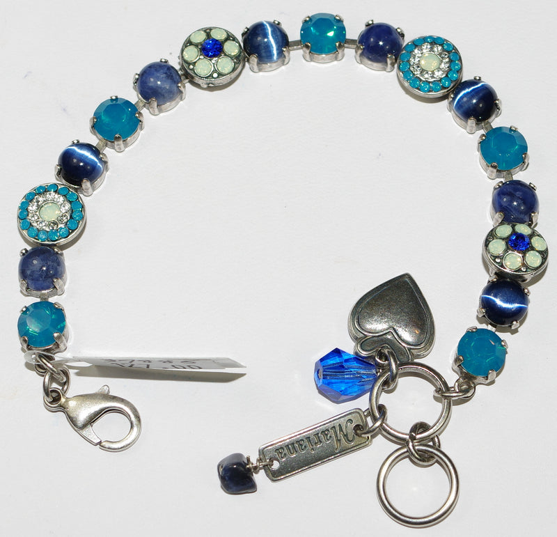 MARIANA BRACELET ZHANG: blue, pacific opal, teal stones in silver rhodium setting