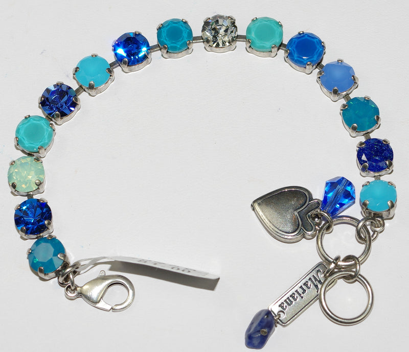MARIANA BRACELET BETTE ZHANG: blue, clear, pacific opal 3/8" stones in silver rhodium setting