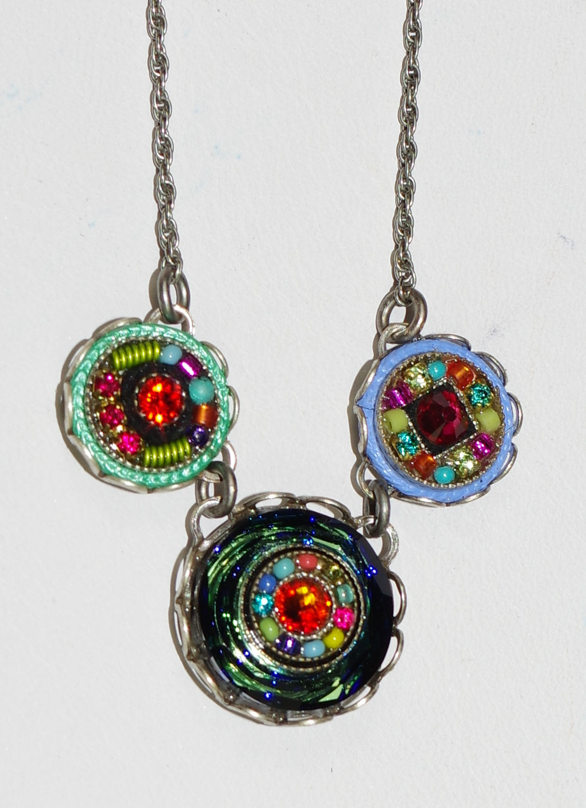 FIREFLY NECKLACE BUTTON SMALL MC: multi color stones, center stone = 5 –  European Accent