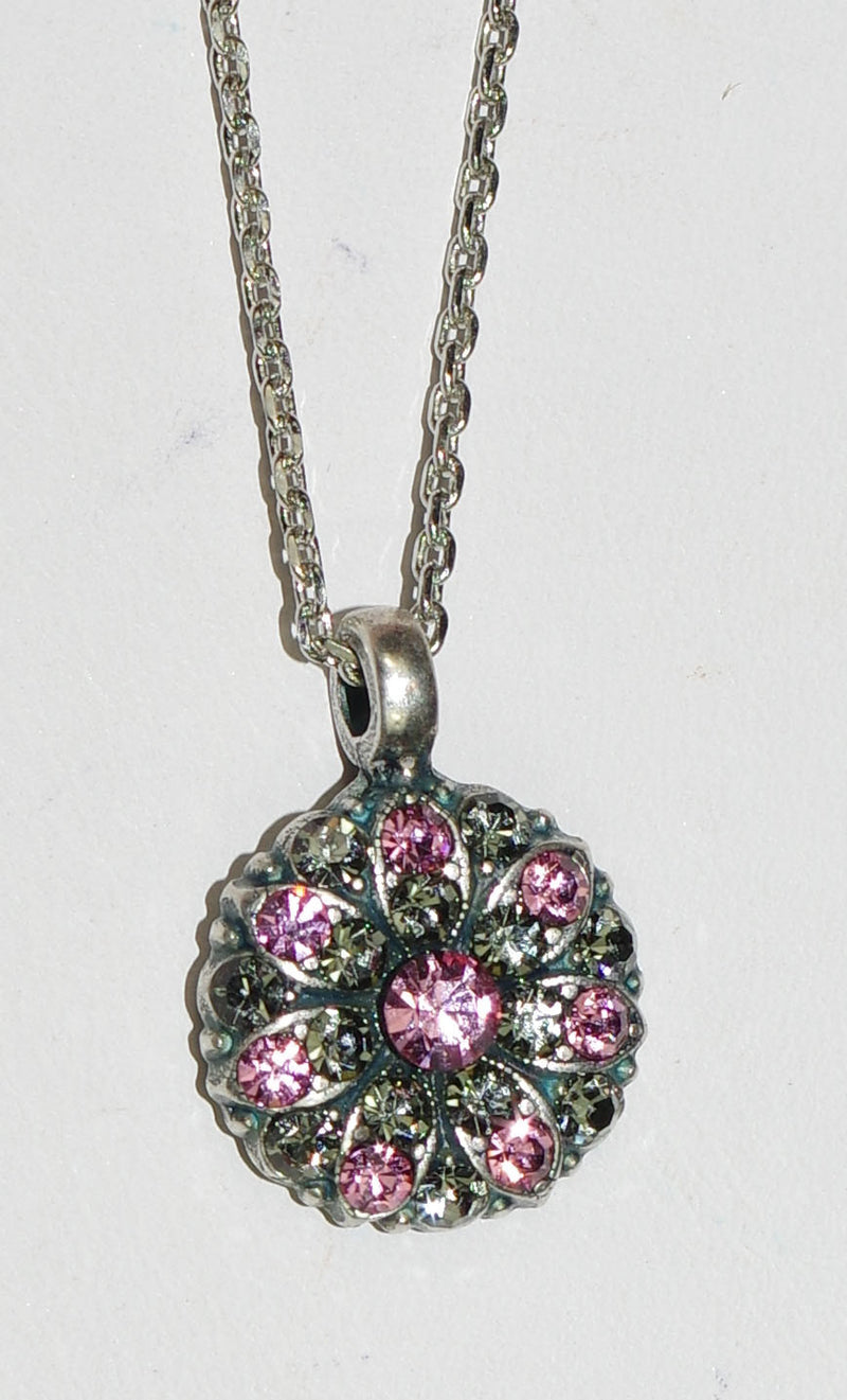 MARIANA ANGEL PENDANT LIGHT ROSE: pink, taupe stones in silver setting, 18" adjustable chain