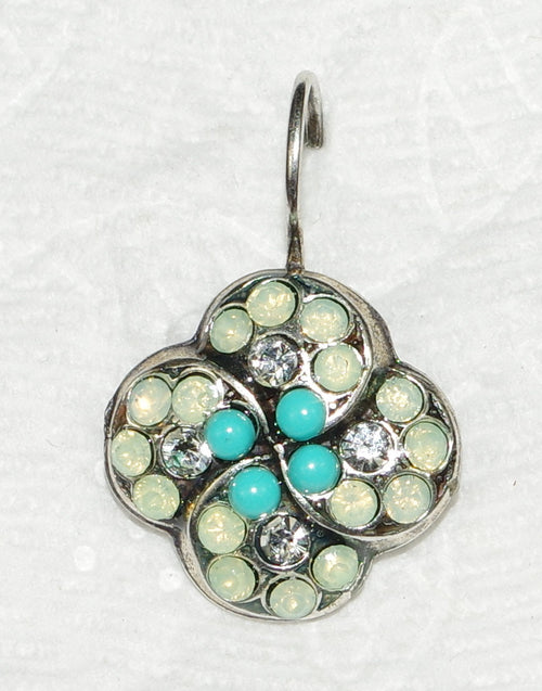 MARIANA EARRINGS MOJITO: blue, green stones in silver setting, lever back