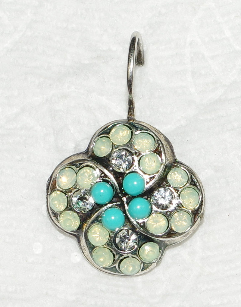 MARIANA EARRINGS MOJITO: blue, green stones in silver setting, lever back