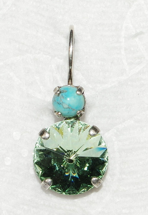 MARIANA EARRINGS MOJITO AUDREY: green, blue stones in 1/2" silver rhodium setting, lever back