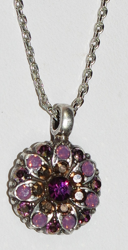 MARIANA ANGEL PENDANT BOHEMIAN RHAPSODY: purple stones in silver rhodium setting, 18" adjustable chain