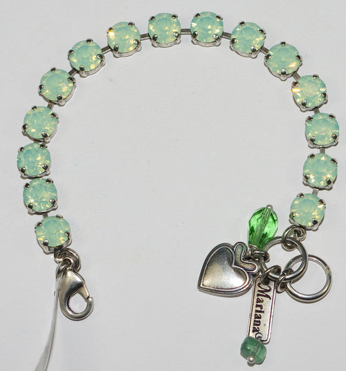 MARIANA BRACELET BETTE LIGHT GREEN OPAL: 3/8" green stones in silver setting