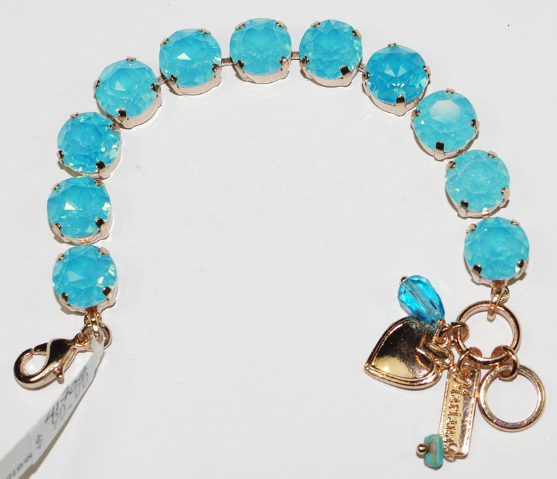 MARIANA BRACELET AQUA CRYSTAL: 1/2" blue stones in rose gold setting