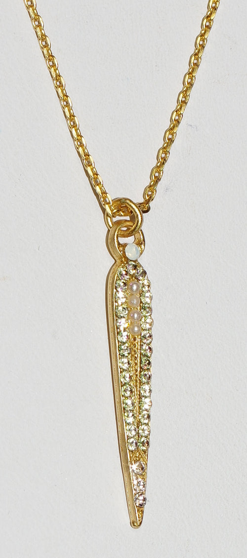 MARIANA PENDANT TEQUILA SUNRISE: white, amber, pearl stones in 1.5" yellow gold setting, 18" adjustable chain