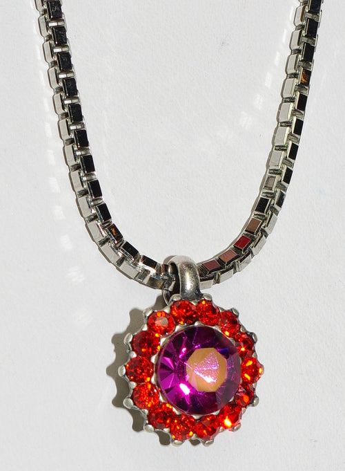 MARIANA PENDANT LADY MARMALADE: pink, orange stones in 3/4" silver setting, 17" adjustable chain
