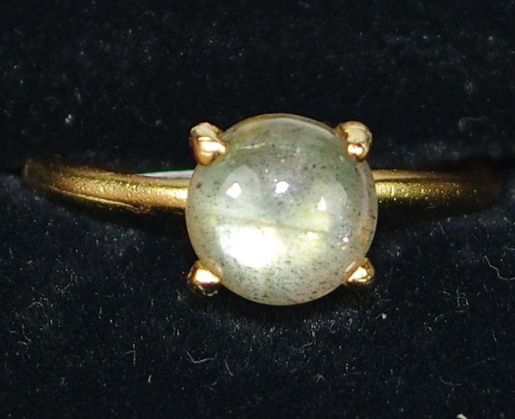 MARIANA RING GREY MINERAL: grey mineral stone in 1/4" yellow gold setting, adjustable size band