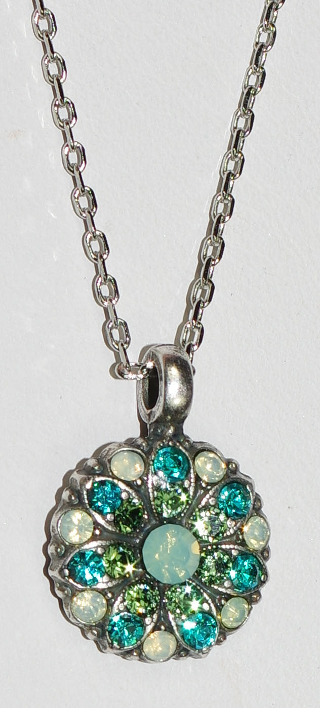 MARIANA ANGEL PENDANT CONGO: pacific opal, green stones in silver rhodium setting, 18" adjustable chain