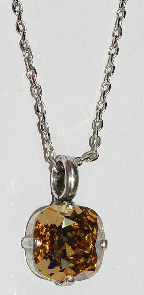 MARIANA PENDANT SUN SAND: amber stone in 3/4" silver setting, 18" adjustable chain