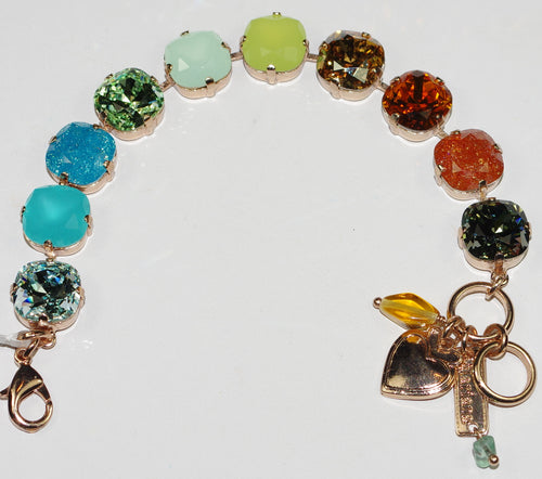MARIANA BRACELET FORGET ME NOT: green, blue, amber, purple stones in rose gold setting