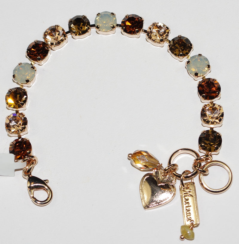 MARIANA BRACELET BETTE APHRODITE: 1/4" brown, amber, white stones in rose gold setting