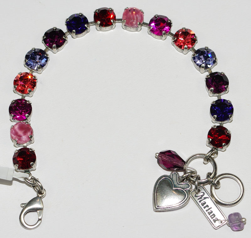 MARIANA BRACELET BETTE XENIA: 1/4" red, pink, purple, orange stones in silver rhodium setting