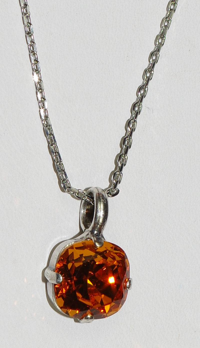 MARIANA PENDANT: amber stone in 1/2" silver setting, 18" adjustable chain