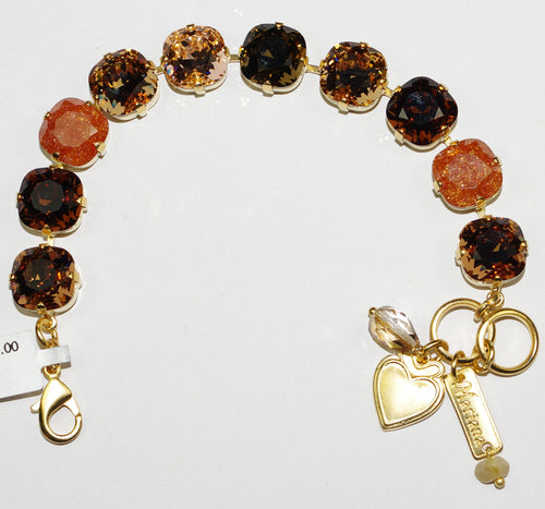 MARIANA  BRACELET APHRODITE: amber, brown, rose stones in yellow gold setting